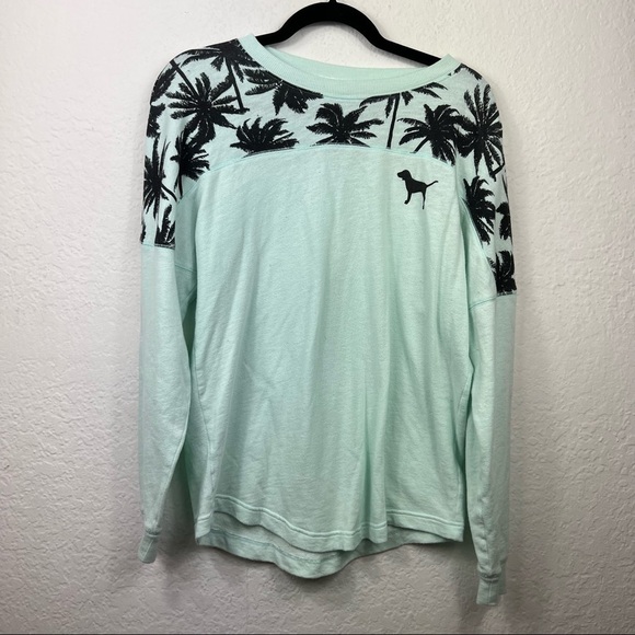 Pink Victoria Secret Palm Tree Tropical Pullover Sweater - Picture 1 of 6